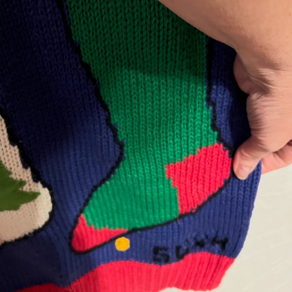 M/L 1980s Vintage knitted Holiday Christmas Stocking Toys Winter sweater - Picture 11 of 14